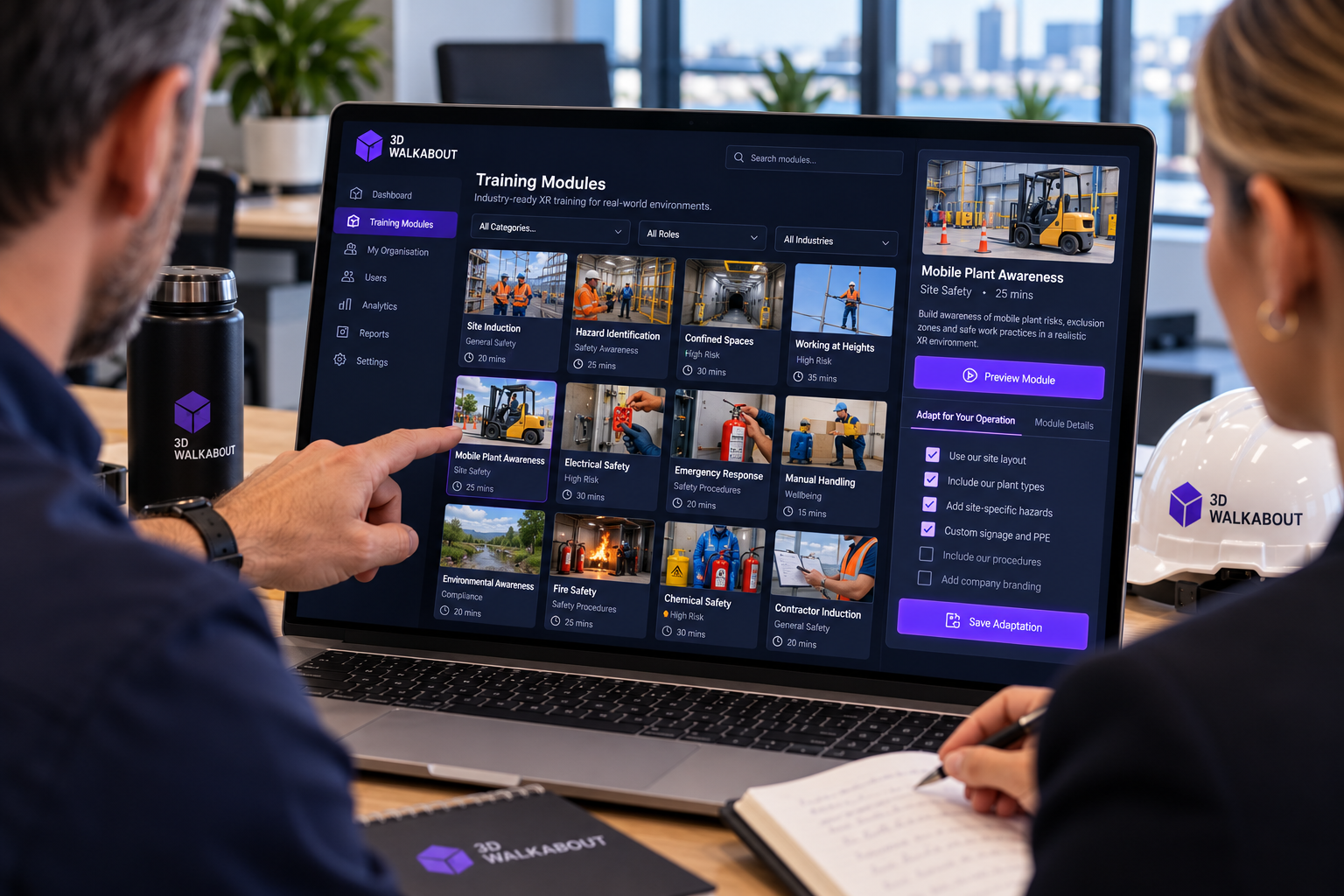 Select and adapt XR training modules